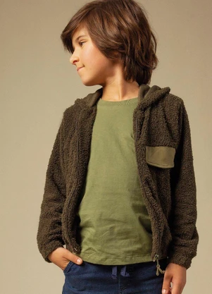 Bugbee - Jaqueta Infantil em Pele Verde - BUGBEE