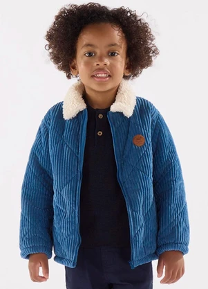 Up Baby - Jaqueta Infantil em Tecido Cotelê Azul - UP BABY