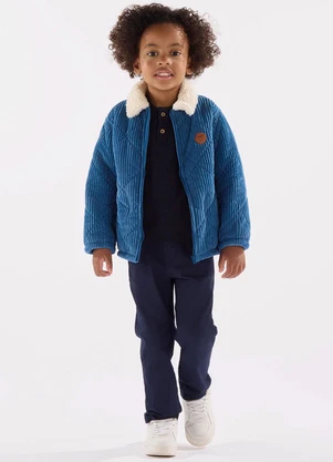 Up Baby - Jaqueta Infantil em Tecido Cotelê Azul - UP BABY