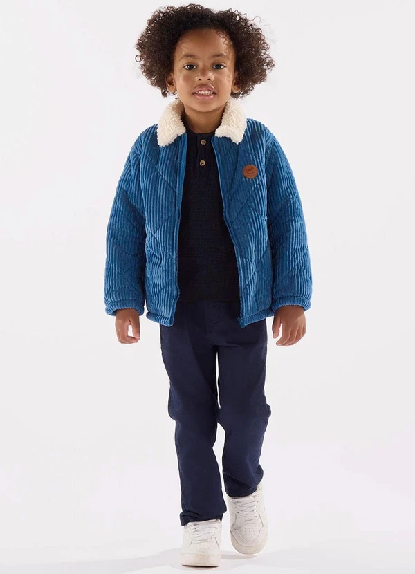 Up Baby - Jaqueta Infantil em Tecido Cotelê Azul 2