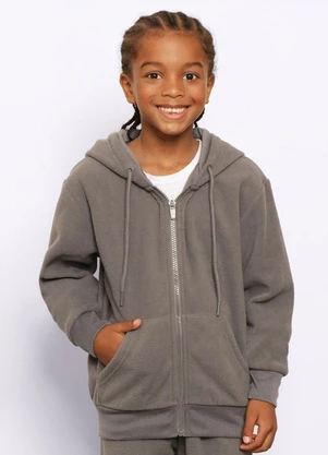 Torra - Jaqueta Infantil Fleece com Capuz Cinza - TORRA