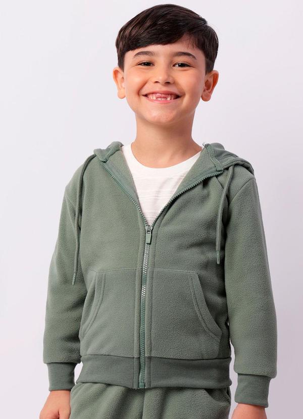 Torra - Jaqueta Infantil Fleece com Capuz Verde