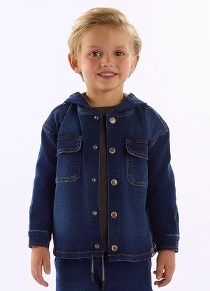 Up Baby - Jaqueta Infantil Jeans Moletom Azul - UP BABY