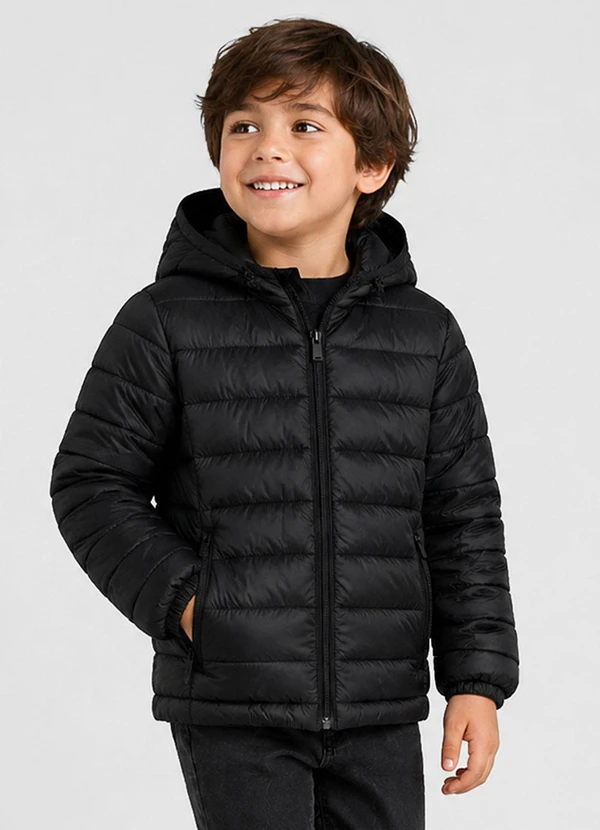 Rovitex - Jaqueta Infantil Meninino com Capuz Preto