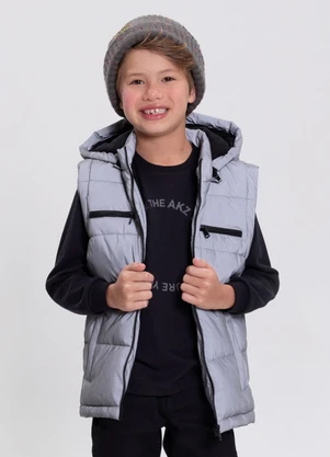 Alakazoo - Jaqueta Infantil Menino com Capuz e Zíper Cinza - ALAKAZOO