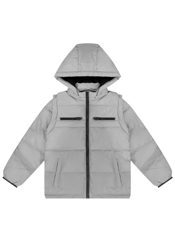 Alakazoo - Jaqueta Infantil Menino com Capuz e Zíper Cinza 3