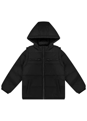 Alakazoo - Jaqueta Infantil Menino com Capuz e Zíper Preto - ALAKAZOO