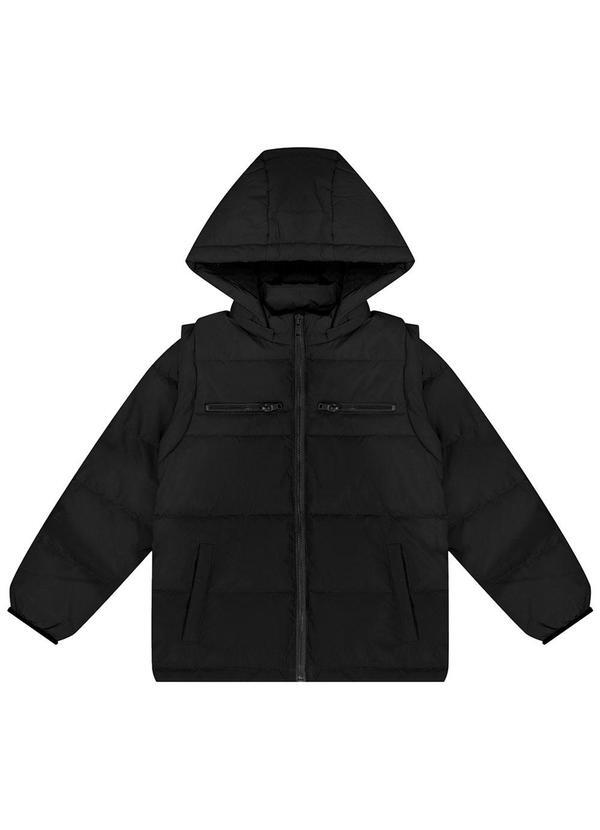 Alakazoo - Jaqueta Infantil Menino com Capuz e Zíper Preto