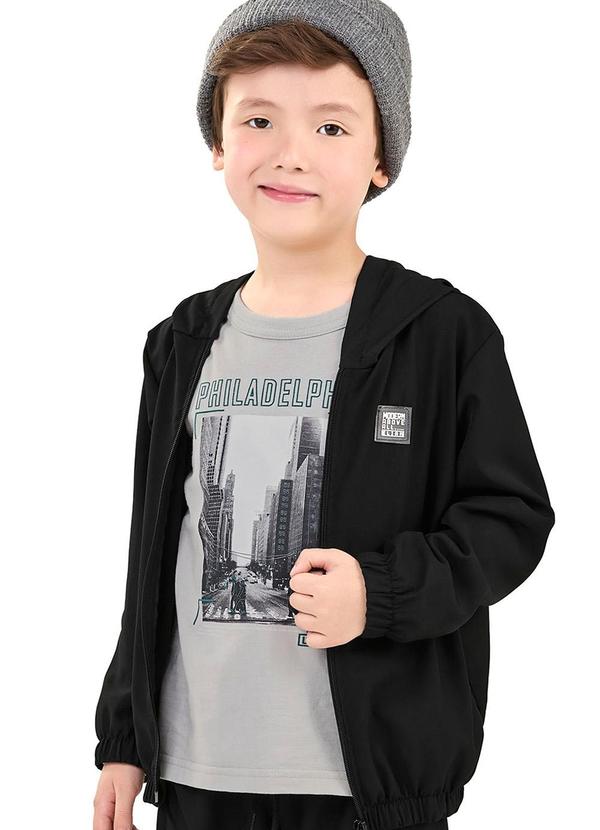 Elian - Jaqueta Infantil Menino com Capuz Preto