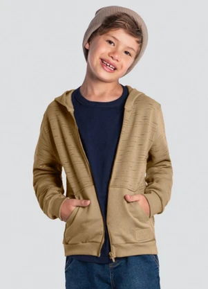 Brandili - Jaqueta Infantil Menino em Moletom Marrom - BRANDILI