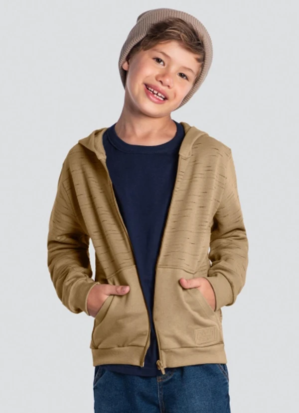 Brandili - Jaqueta Infantil Menino em Moletom Marrom