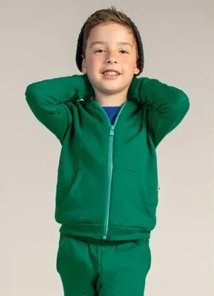 Brandili - Jaqueta Infantil Menino em Moletom Verde - BRANDILI