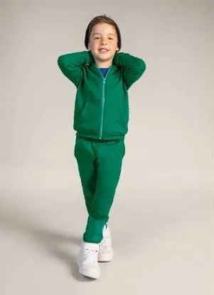 Brandili - Jaqueta Infantil Menino em Moletom Verde - BRANDILI
