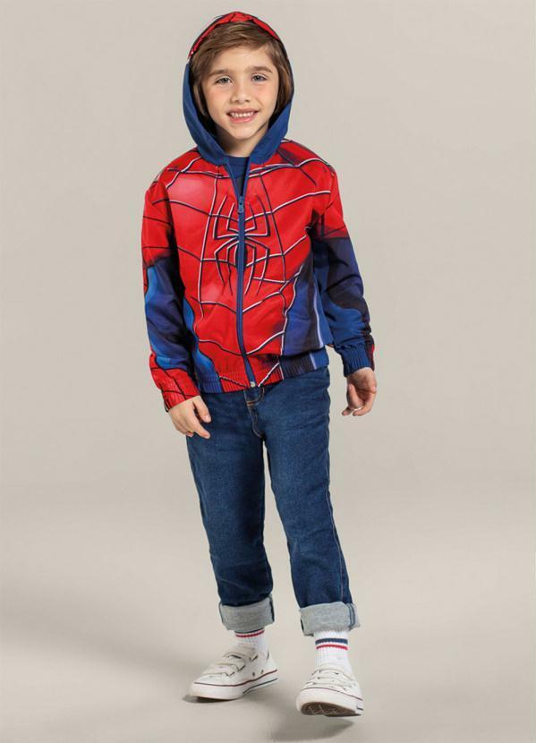 Brandili - Jaqueta Infantil Menino Homem Aranha Vermelho