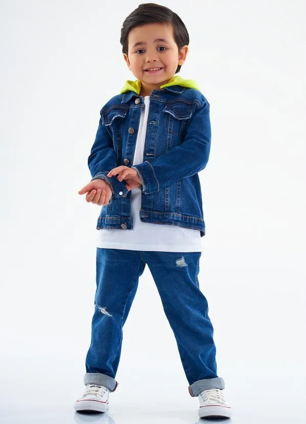 Up Baby - Jaqueta Infantil Menino Jeans Azul 3