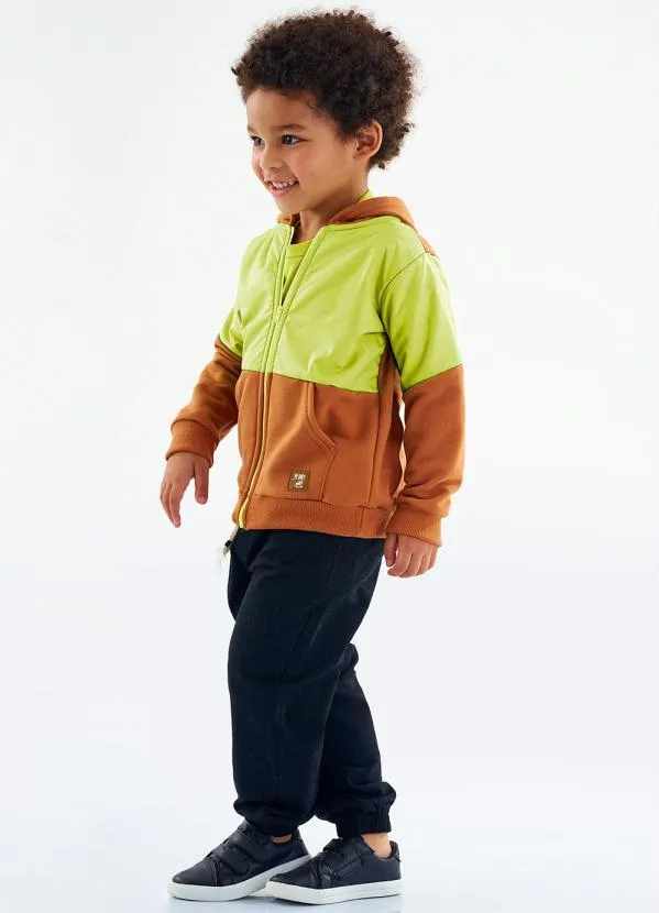 Up Baby - Jaqueta Infantil Menino Moletom Marrom 3