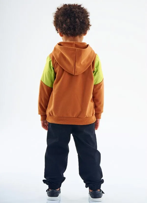 Up Baby - Jaqueta Infantil Menino Moletom Marrom 4