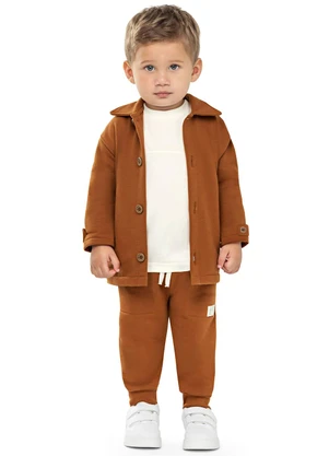 Colorittá - Jaqueta Infantil Menino Moletom Piquê Marrom - COLORITTÁ
