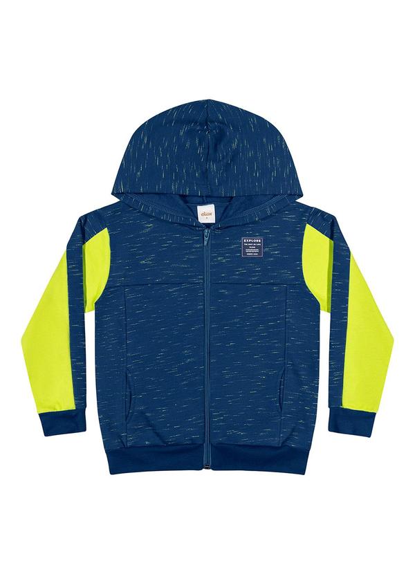 Elian - Jaqueta Infantil Menino Moletom Rajado Azul