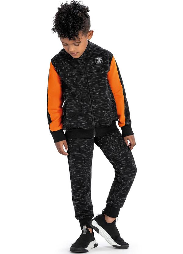 Elian - Jaqueta Infantil Menino Moletom Rajado Preto 2