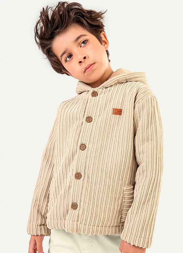 Colorittá - Jaqueta Infantil Menino Peluciada Canelada Bege