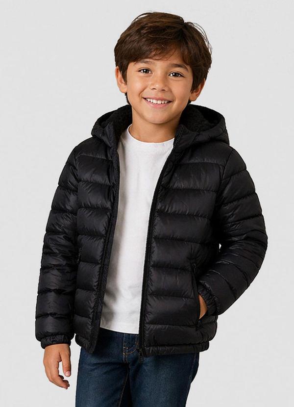 Rovitex - Jaqueta Infantil Menino Peluciado Preto
