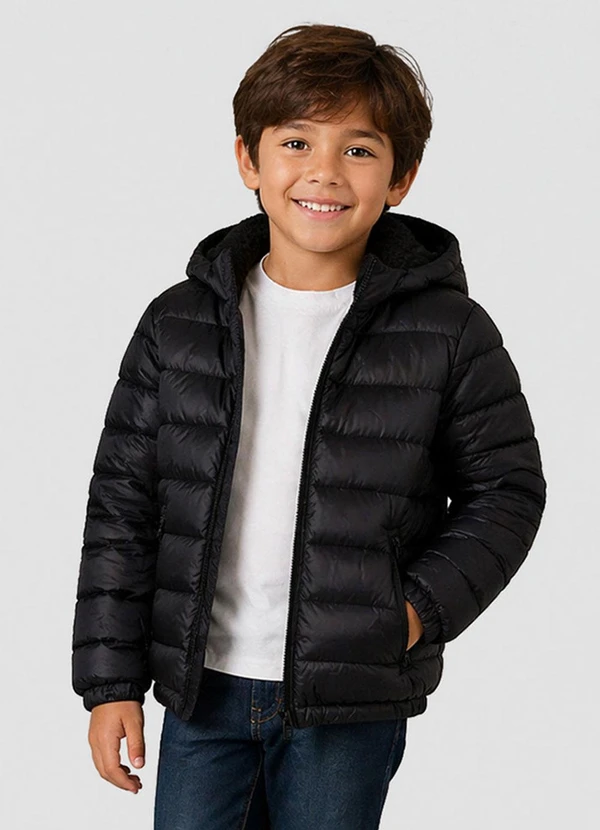 Rovitex - Jaqueta Infantil Menino Peluciado Preto