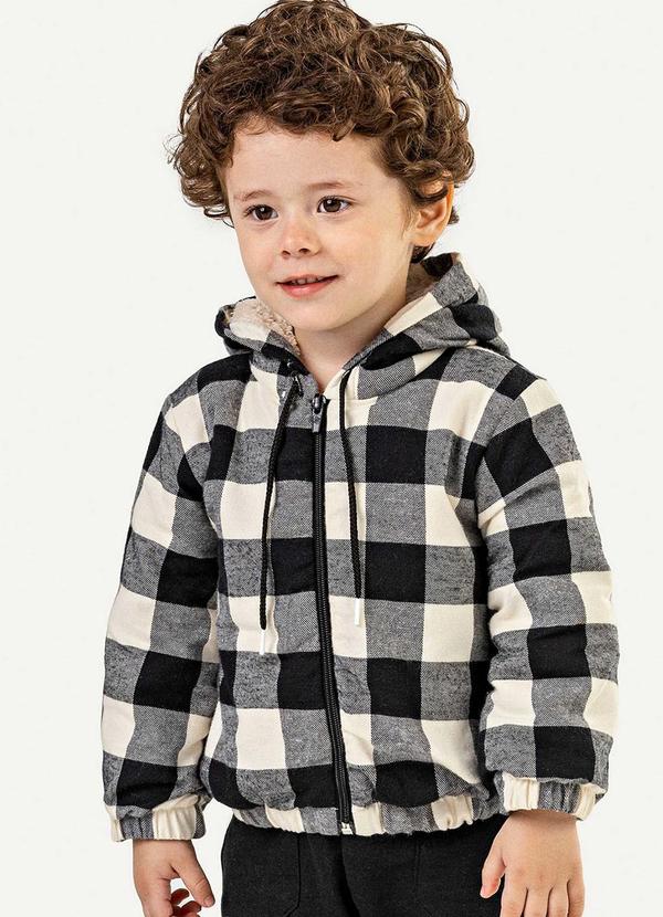Colorittá - Jaqueta Infantil Menino Xadrez Peluciada Bege