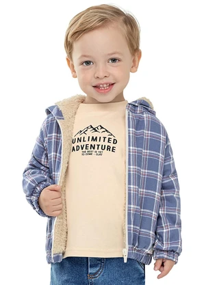 Colorittá - Jaqueta Infantil Menino Xadrez Peluciada Azul - COLORITTÁ