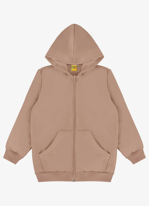 Rovi Kids - Jaqueta Infantil Moletom com Capuz Marrom