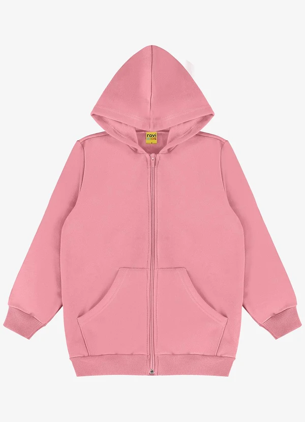 Rovi Kids Jaqueta Infantil Moletom com Capuz Rosa