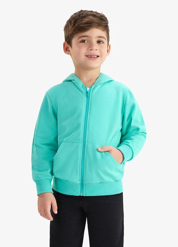 Rovi Kids - Jaqueta Infantil Moletom com Capuz Verde