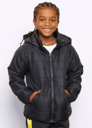 Torra - Jaqueta Infantil Puffer Bolsos com Capuz Marinho - TORRA