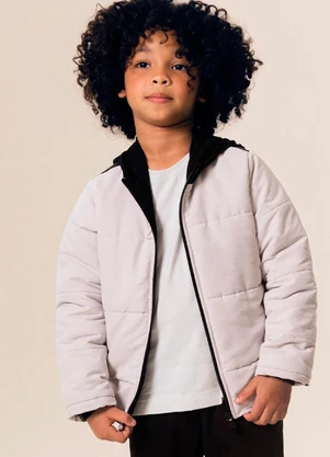 Bugbee - Jaqueta Infantil Puffer com Forro em Malha Cinza - BUGBEE