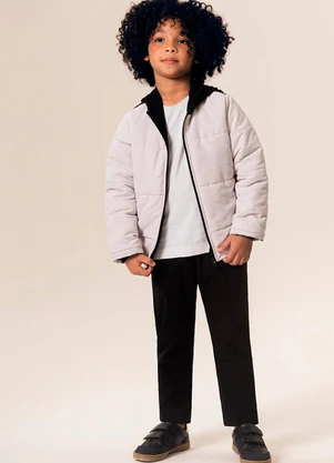 Bugbee - Jaqueta Infantil Puffer com Forro em Malha Cinza - BUGBEE