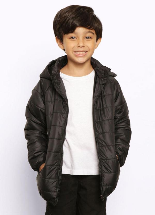 Torra - Jaqueta Infantil Puffer Recortes com Capuz Preta