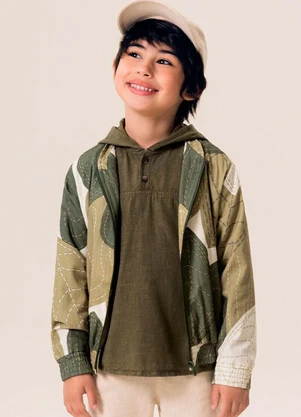 Bugbee - Jaqueta Infantil Tricoline Forro Malha Cinza - BUGBEE