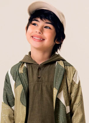 Bugbee - Jaqueta Infantil Tricoline Forro Malha Cinza - BUGBEE