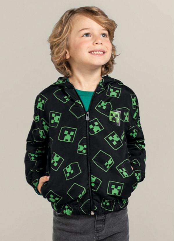 Brandili - Jaqueta Infantil Unissex Minecraft Preto