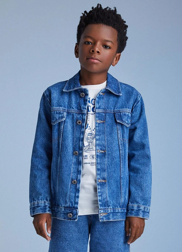 Youccie - Jaqueta Jeans Basica Azul