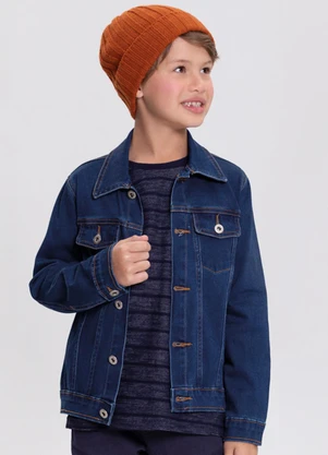 Alakazoo - Jaqueta Jeans Menino com Elastano e Bolsos Azul - ALAKAZOO