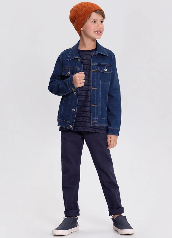 Alakazoo - Jaqueta Jeans Menino com Elastano e Bolsos Azul 2