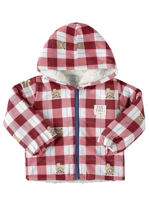 Marlan - Jaqueta Malha Térmica Ursinhos Xadrez Vermelho - MARLAN