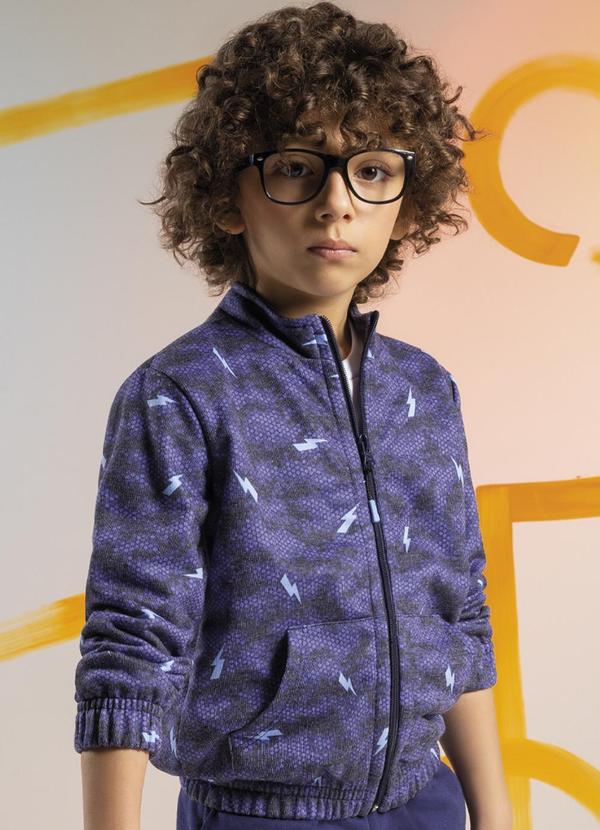 Cativa Kids Jaqueta Masculina em Moletom Azul