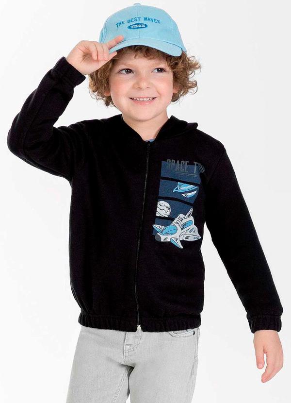 Cativa Kids - Jaqueta Masculina Infantil Estilosa Preto