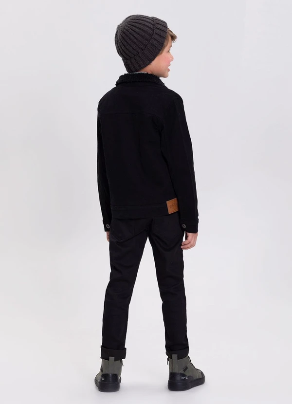 Alakazoo - Jaqueta Menino em Sarja com Forro de Pelo Preto 3