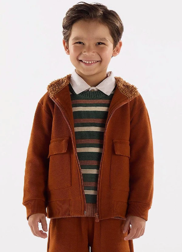 Up Baby - Jaqueta Menino Malha Alfaiataria Marrom