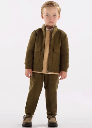 Up Baby - Jaqueta Menino Malha Alfaiataria Marrom - UP BABY