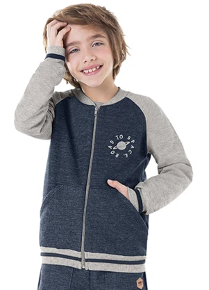 Marlan - Jaqueta Menino Moletom Felpado Jeans Azul - MARLAN