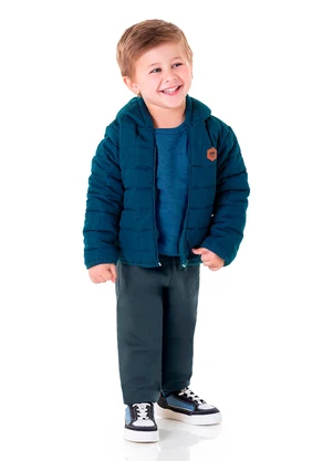 Marlan - Jaqueta Menino Puffer Matelassê Quadrado Azul - MARLAN